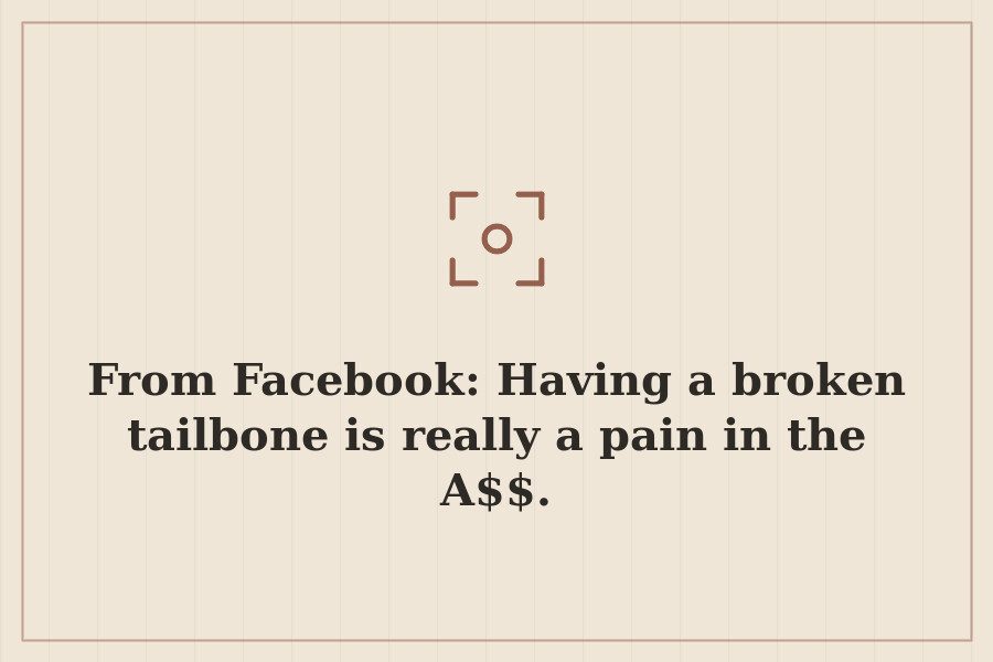 From Facebook: Having a broken tailbone is really a pain in the A$$. — cover