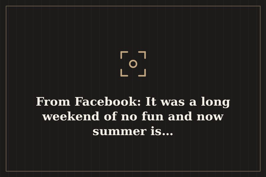 From Facebook: It was a long weekend of no fun and now summer is… — cover