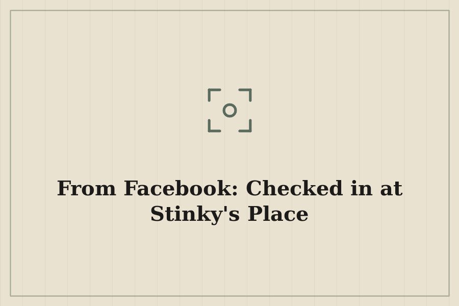From Facebook: Checked in at Stinky's Place — cover
