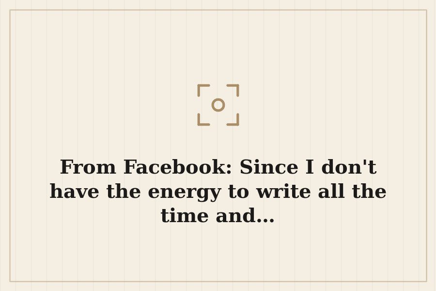 From Facebook: Since I don't have the energy to write all the time and… — cover