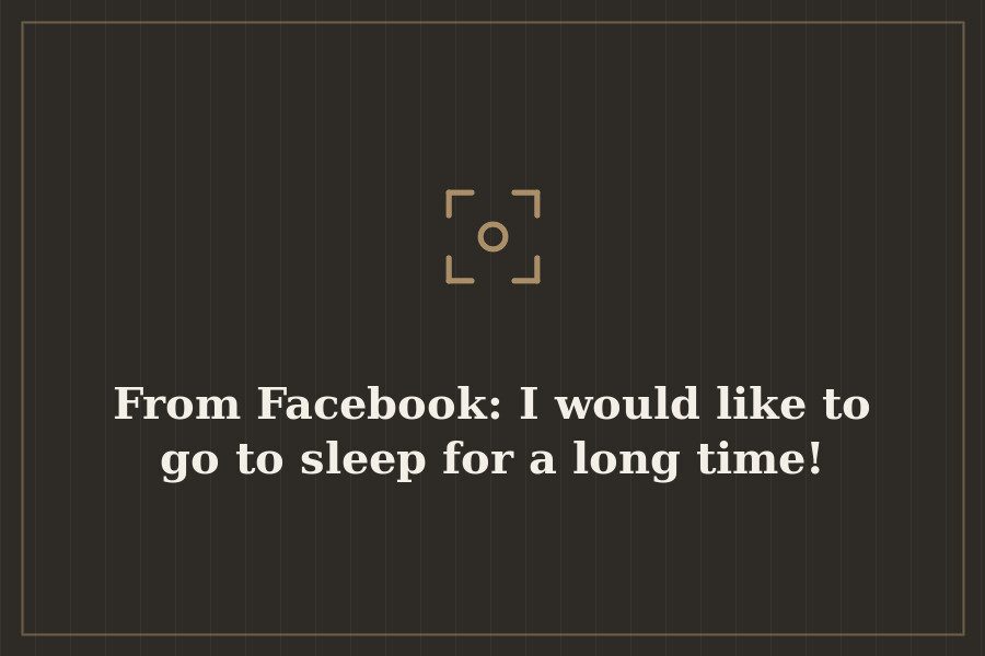 From Facebook: I would like to go to sleep for a long time! — cover