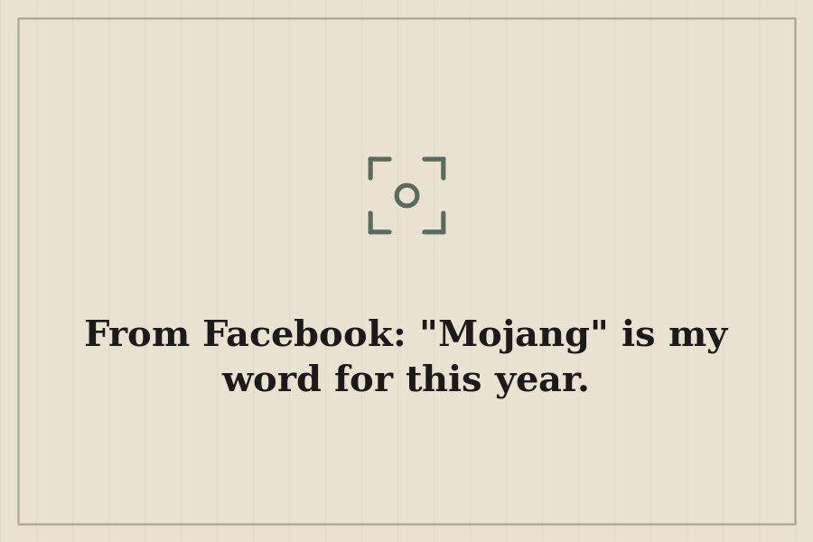 From Facebook: "Mojang" is my word for this year. — cover