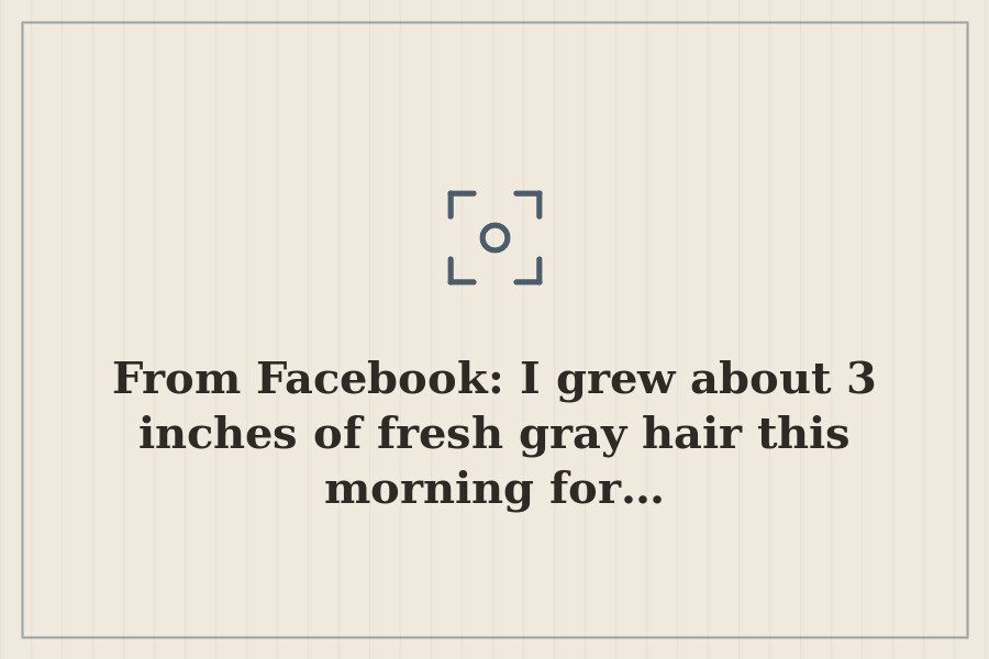 From Facebook: I grew about 3 inches of fresh gray hair this morning for… — cover