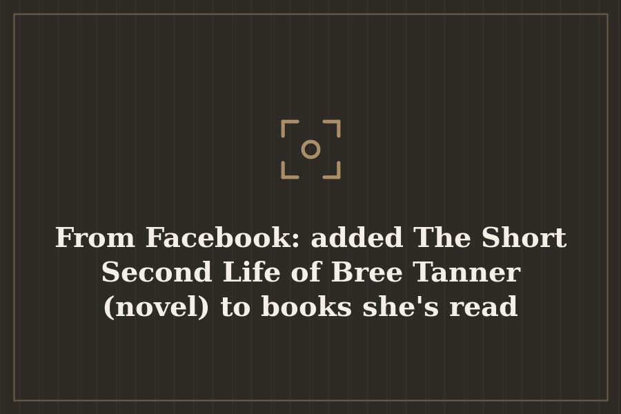 From Facebook: added The Short Second Life of Bree Tanner (novel) to books she's read — cover