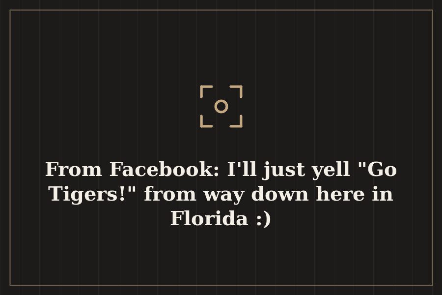 From Facebook: I'll just yell "Go Tigers!" from way down here in Florida :) — cover