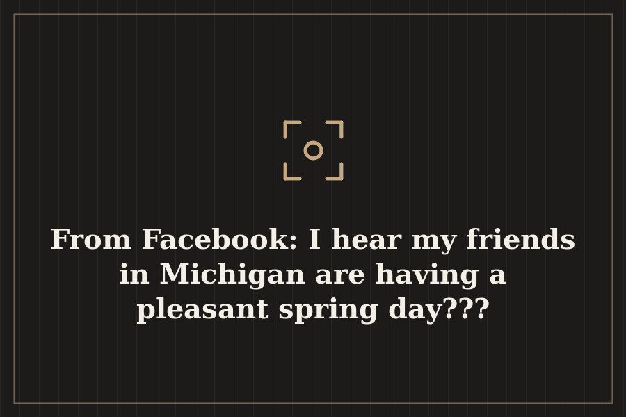 From Facebook: I hear my friends in Michigan are having a pleasant spring day??? — cover