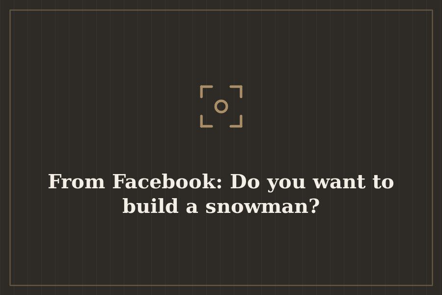 From Facebook: Do you want to build a snowman? — cover