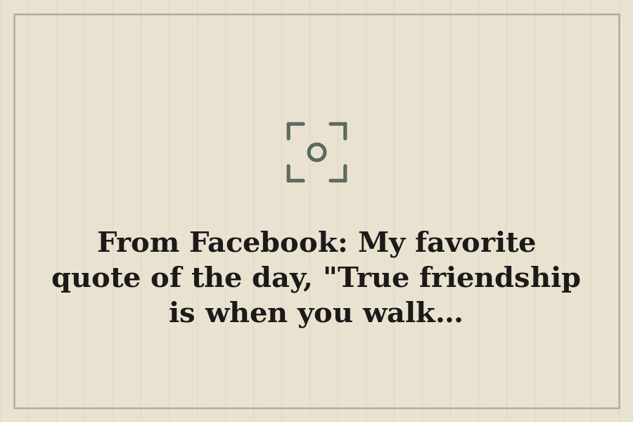 From Facebook: My favorite quote of the day, "True friendship is when you walk… — cover