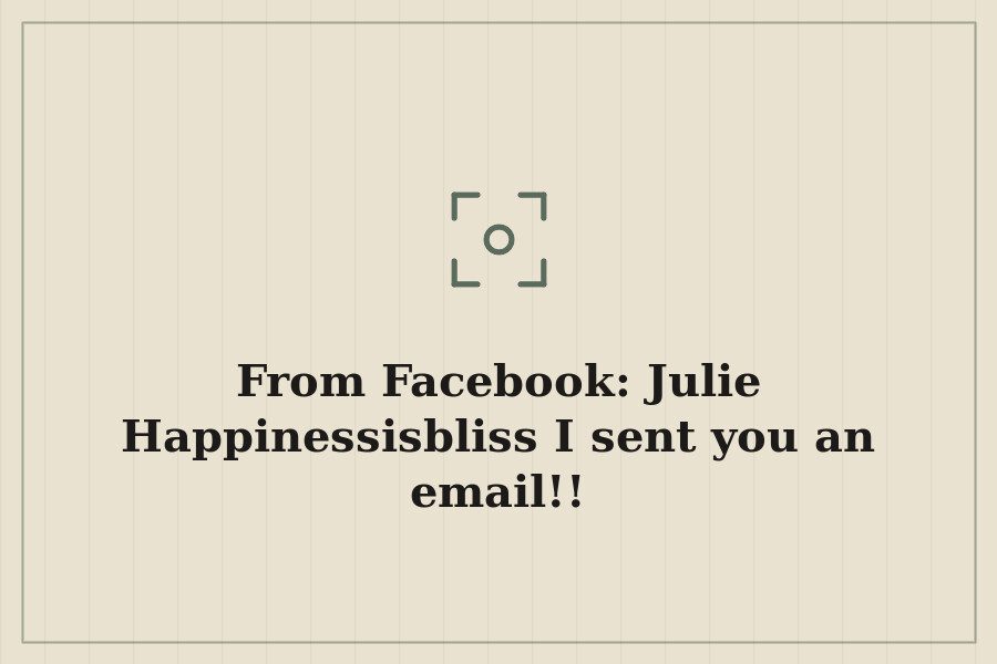 From Facebook: Julie Happinessisbliss I sent you an email!! — cover