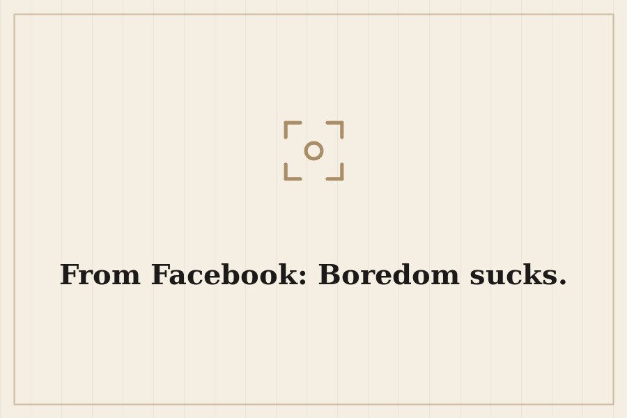 From Facebook: Boredom sucks. — cover