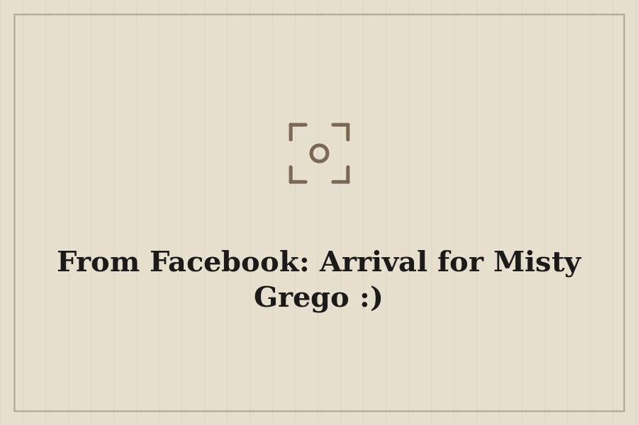 From Facebook: Arrival for Misty Grego :) — cover
