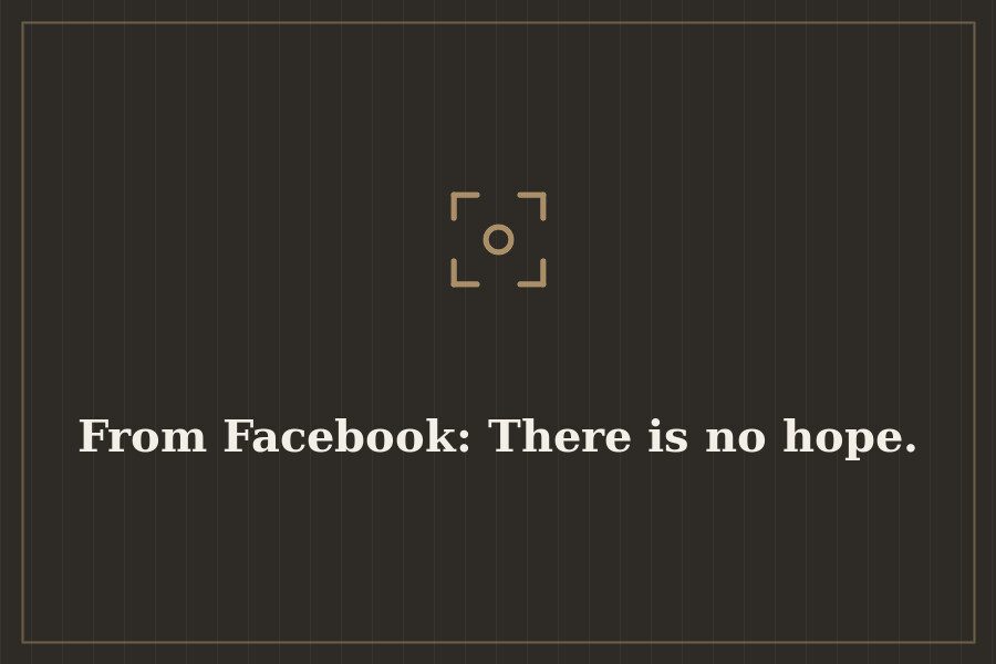 From Facebook: There is no hope. — cover