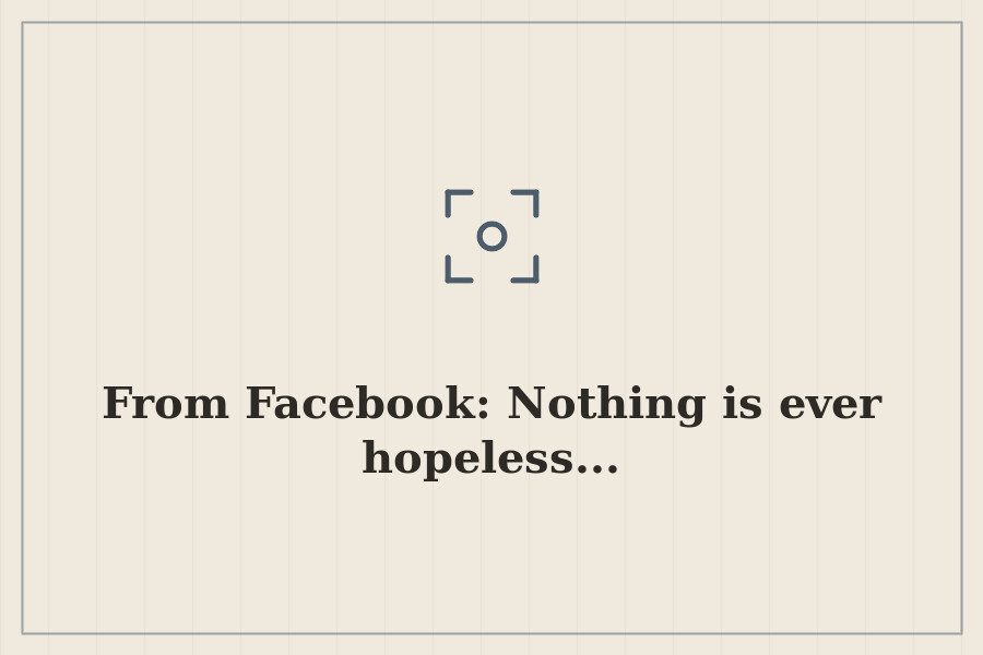 From Facebook: Nothing is ever hopeless... — cover