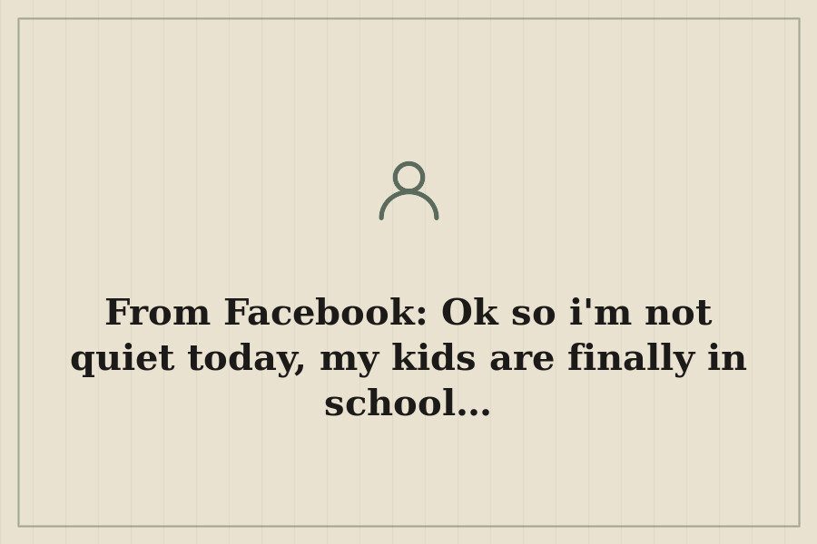 From Facebook: Ok so i'm not quiet today, my kids are finally in school… — cover