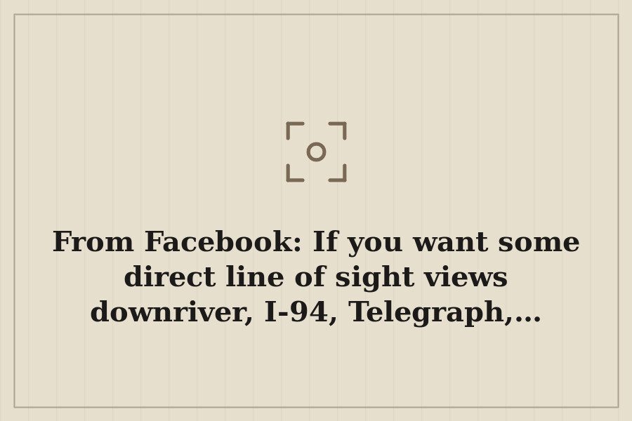 From Facebook: If you want some direct line of sight views downriver, I 94, Telegraph,… — cover