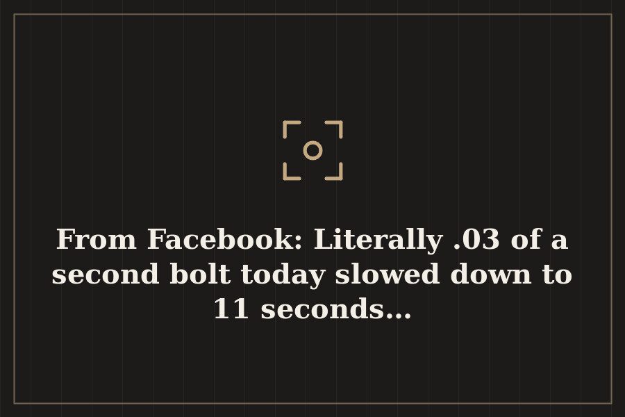 From Facebook: Literally .03 of a second bolt today slowed down to 11 seconds… — cover