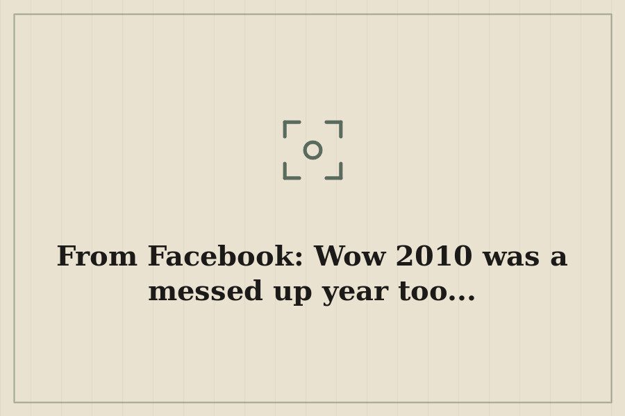 From Facebook: Wow 2010 was a messed up year too... — cover