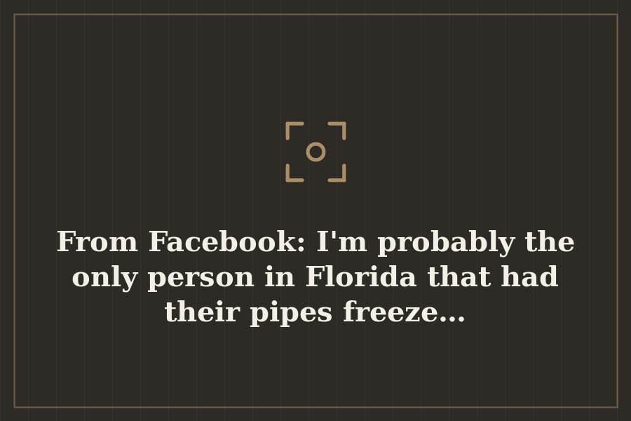 From Facebook: I'm probably the only person in Florida that had their pipes freeze… — cover