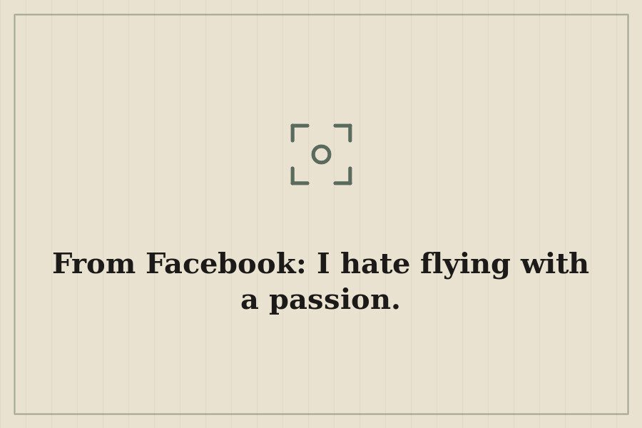 From Facebook: I hate flying with a passion. — cover