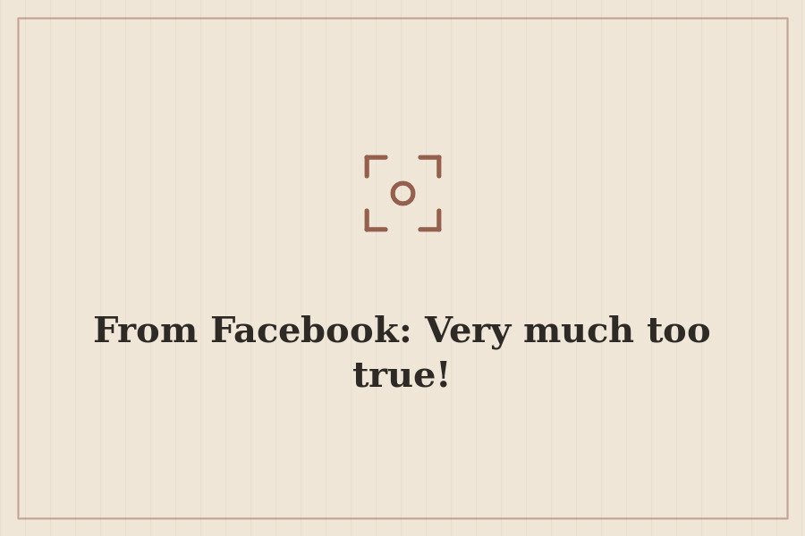 From Facebook: Very much too true! — cover