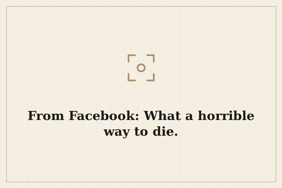 From Facebook: What a horrible way to die. — cover