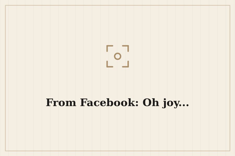 From Facebook: Oh joy... — cover