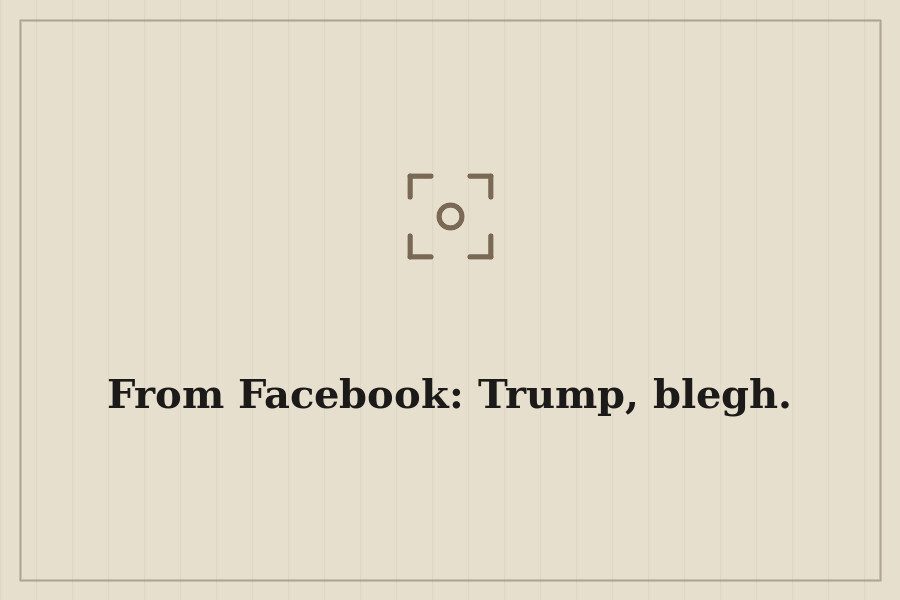 From Facebook: Trump, blegh. — cover