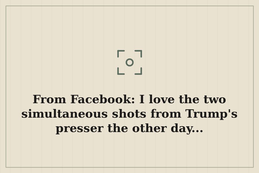From Facebook: I love the two simultaneous shots from Trump's presser the other day... — cover