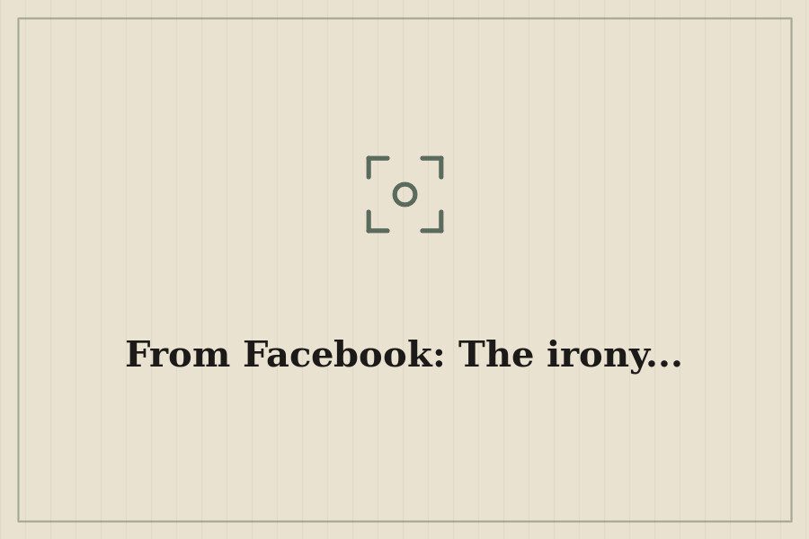 From Facebook: The irony... — cover
