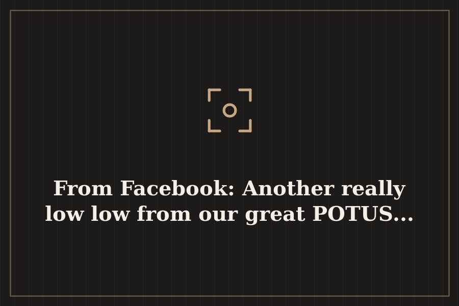 From Facebook: Another really low low from our great POTUS... — cover