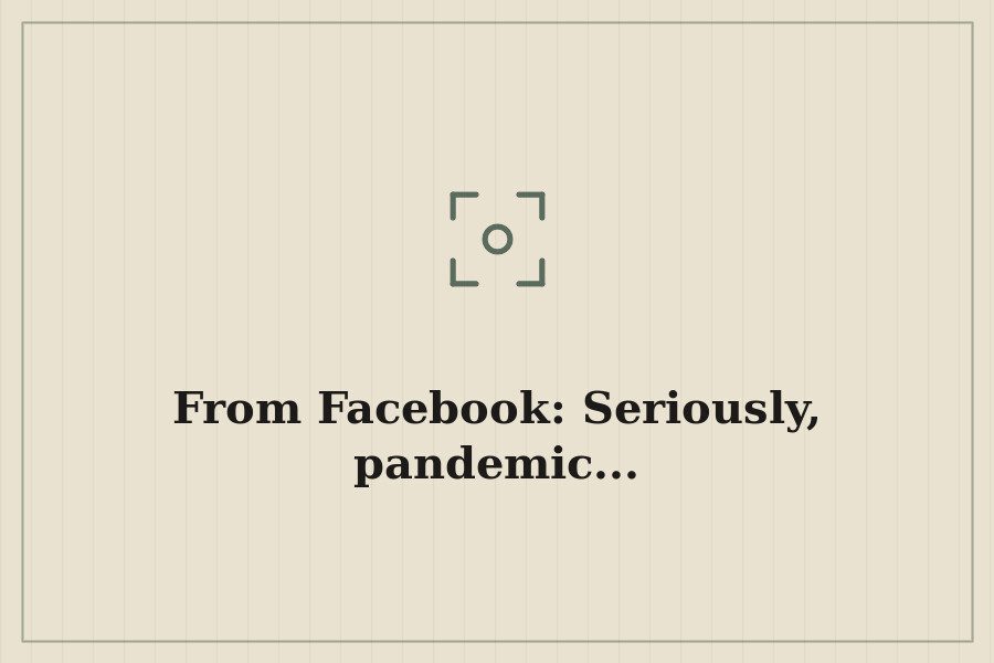 From Facebook: Seriously, pandemic... — cover