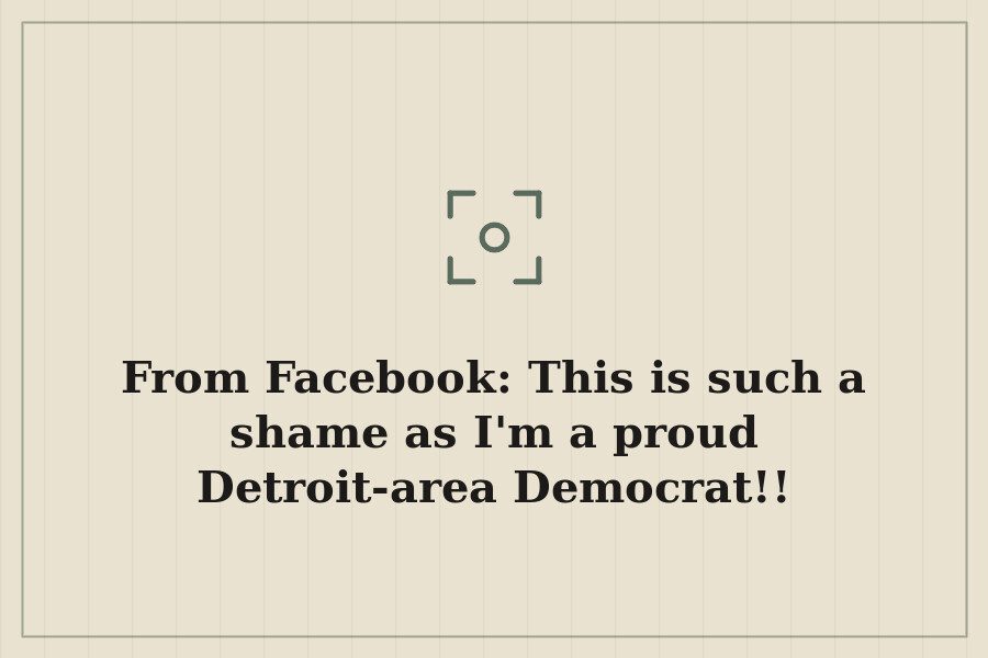 From Facebook: This is such a shame as I'm a proud Detroit area Democrat!! — cover