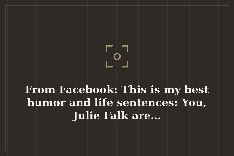 From Facebook: This is my best humor and life sentences: You, Julie Falk are… — cover
