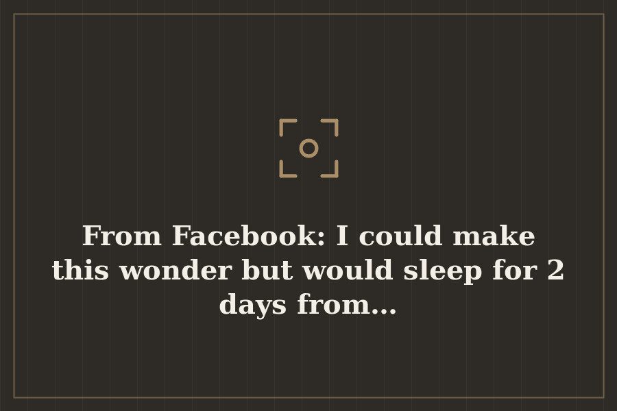 From Facebook: I could make this wonder but would sleep for 2 days from… — cover