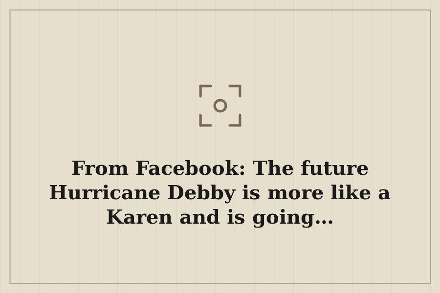 From Facebook: The future Hurricane Debby is more like a Karen and is going… — cover