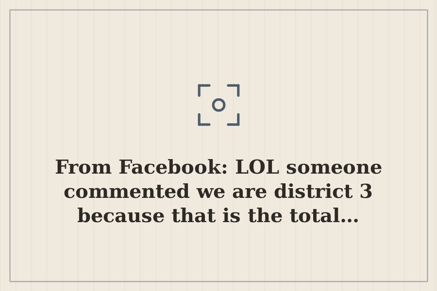 From Facebook: LOL someone commented we are district 3 because that is the total… — cover