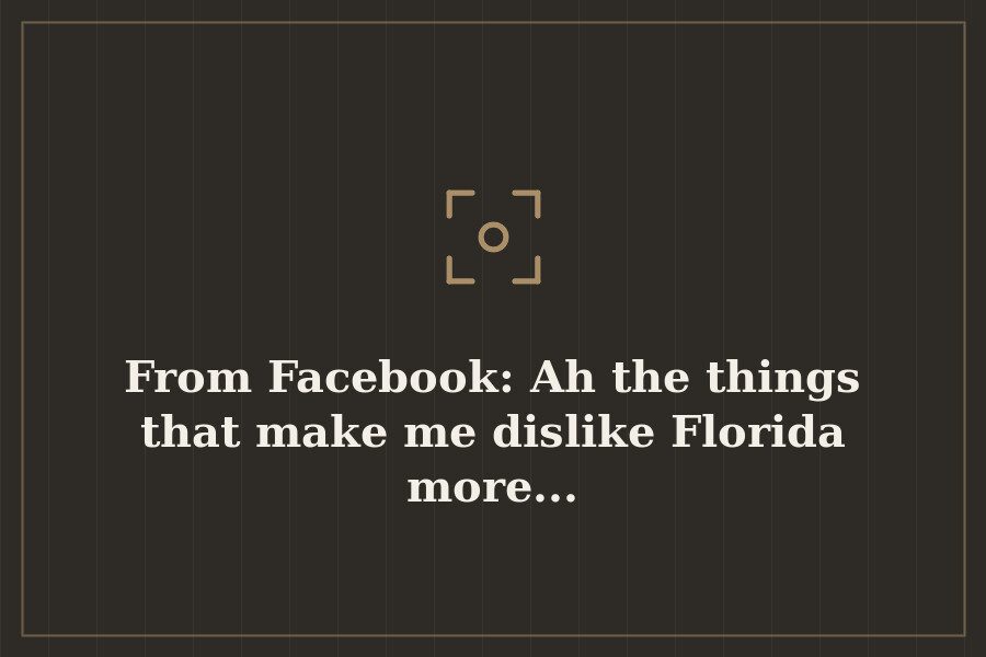 From Facebook: Ah the things that make me dislike Florida more... — cover