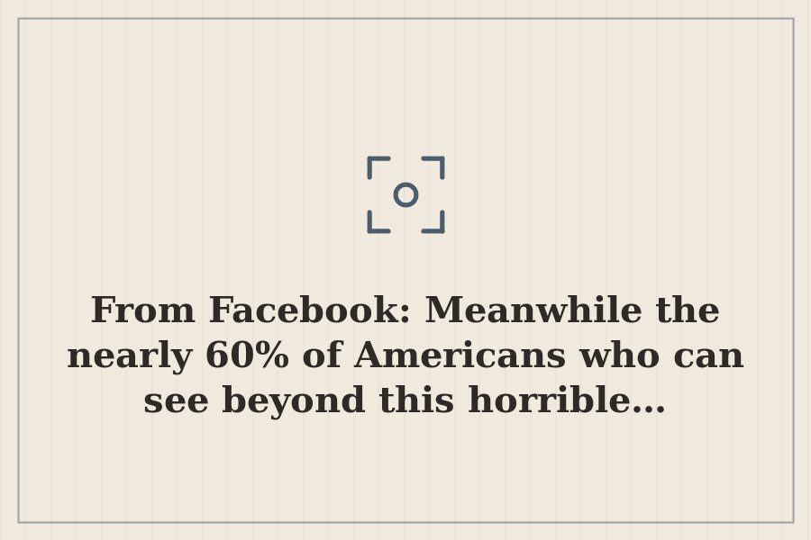 From Facebook: Meanwhile the nearly 60% of Americans who can see beyond this horrible… — cover