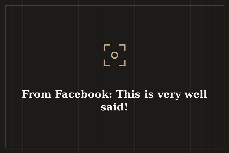 From Facebook: This is very well said! — cover