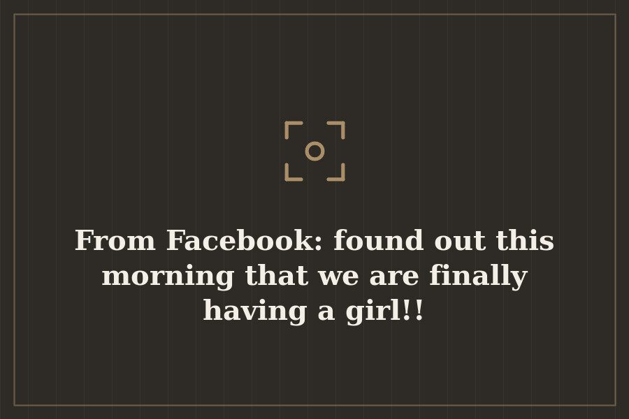 From Facebook: found out this morning that we are finally having a girl!! — cover