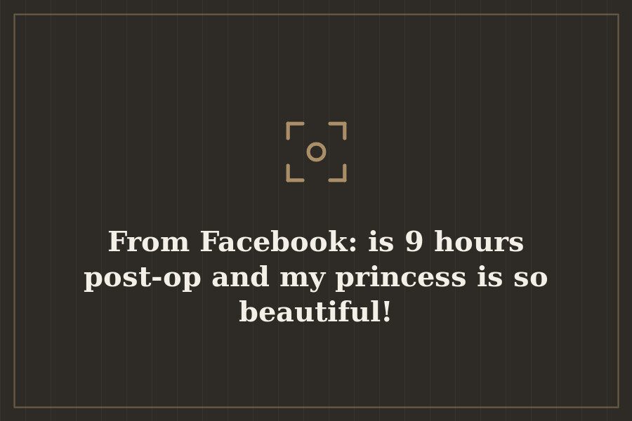 From Facebook: is 9 hours post op and my princess is so beautiful! — cover