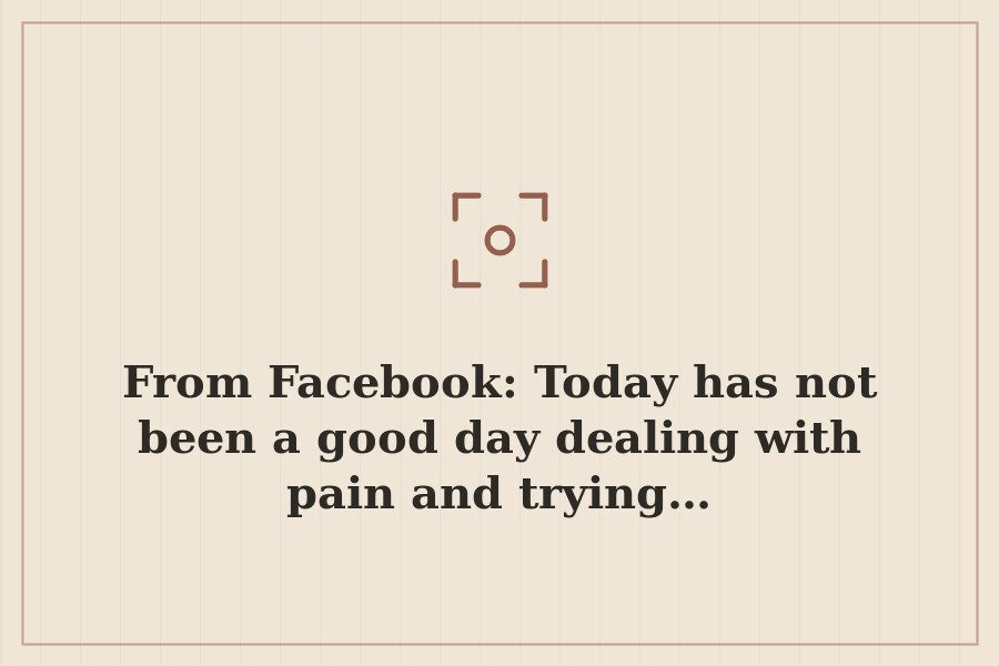 From Facebook: Today has not been a good day dealing with pain and trying… — cover