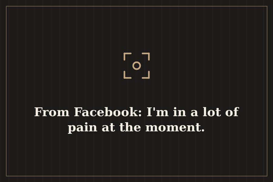 From Facebook: I'm in a lot of pain at the moment. — cover