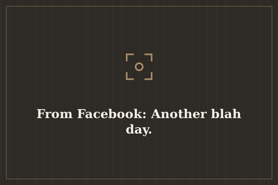 From Facebook: Another blah day. — cover