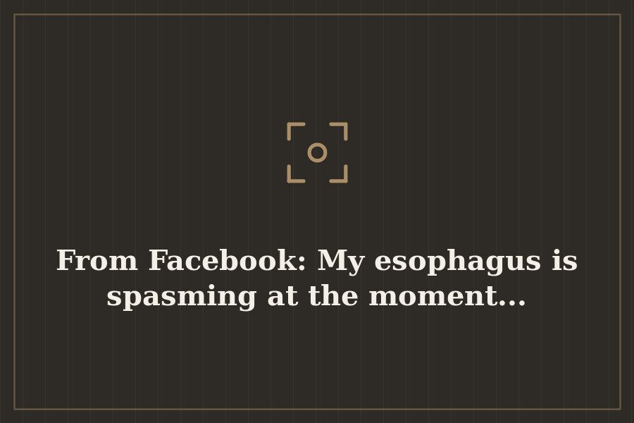 From Facebook: My esophagus is spasming at the moment... — cover