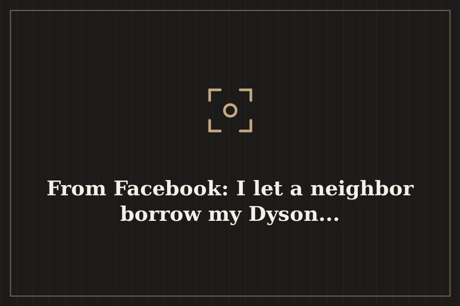 From Facebook: I let a neighbor borrow my Dyson... — cover