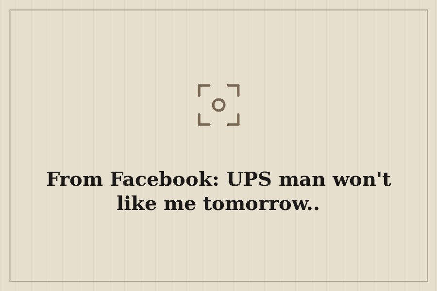 From Facebook: UPS man won't like me tomorrow.. — cover