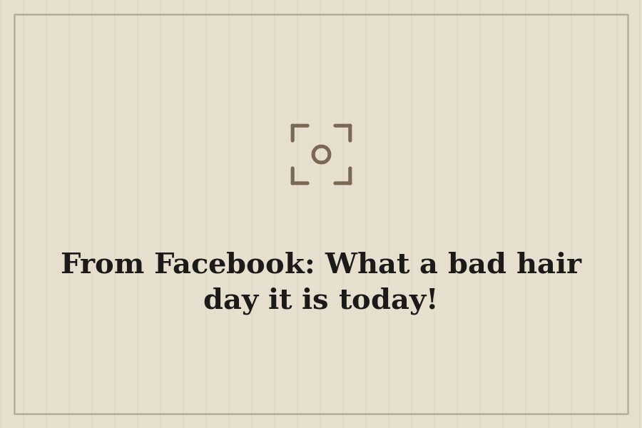 From Facebook: What a bad hair day it is today! — cover