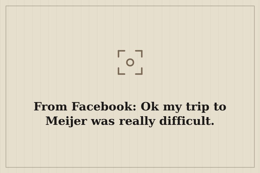 From Facebook: Ok my trip to Meijer was really difficult. — cover