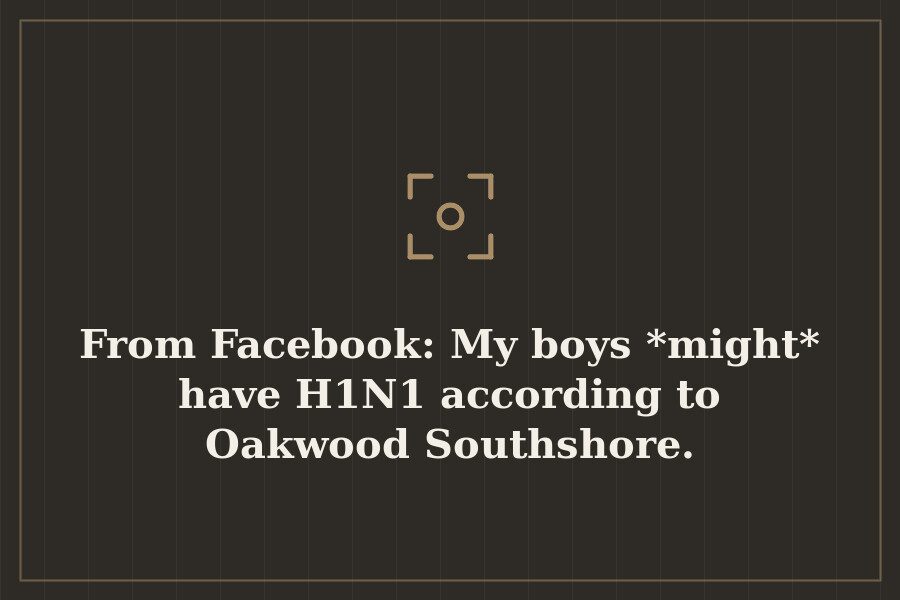 From Facebook: My boys *might* have H1N1 according to Oakwood Southshore. — cover